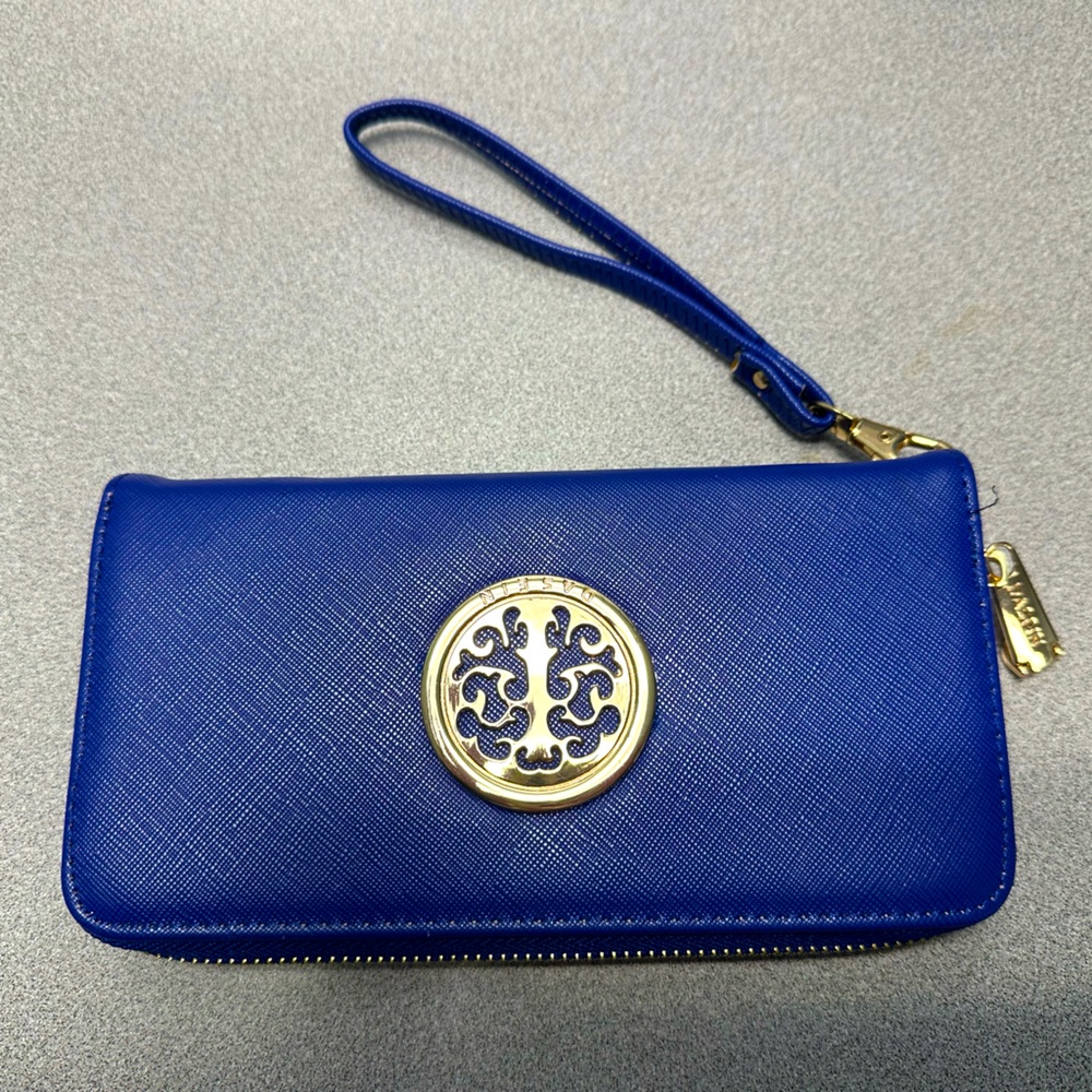 New Dasein Wristlet - Blue and Gold - Never Used